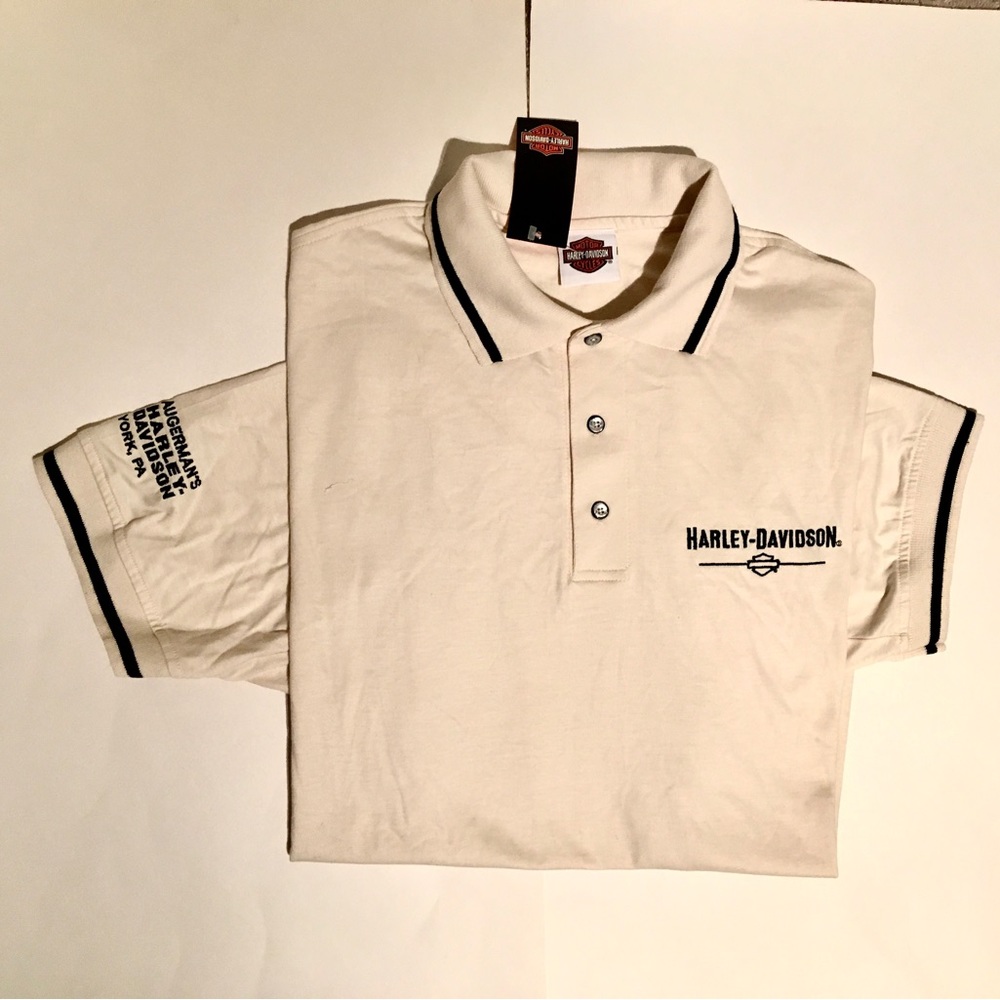 Harley Davidson polo shirt.